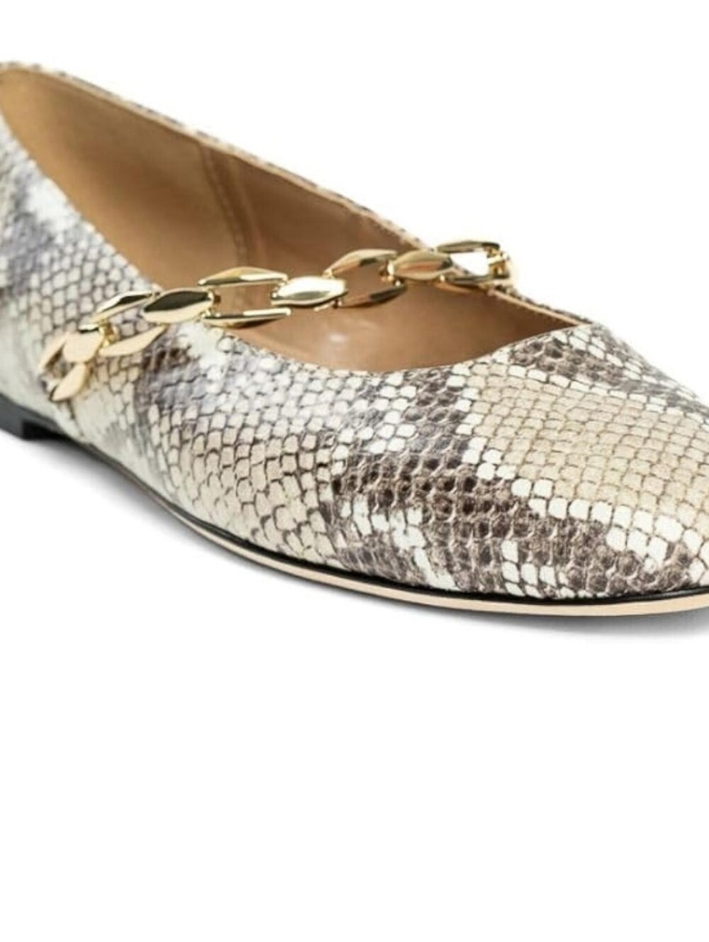Snake-Print Gold-Chain Women's Ballet Flat